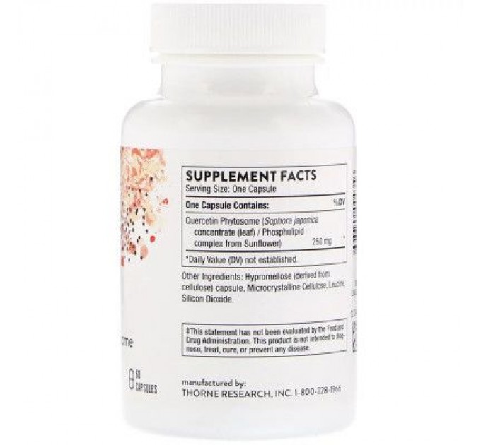 Thorne Research Трави Thorne Research Кверцетин фітосоми, Quercetin Phytosome, 60 капсул (THR-00435)
