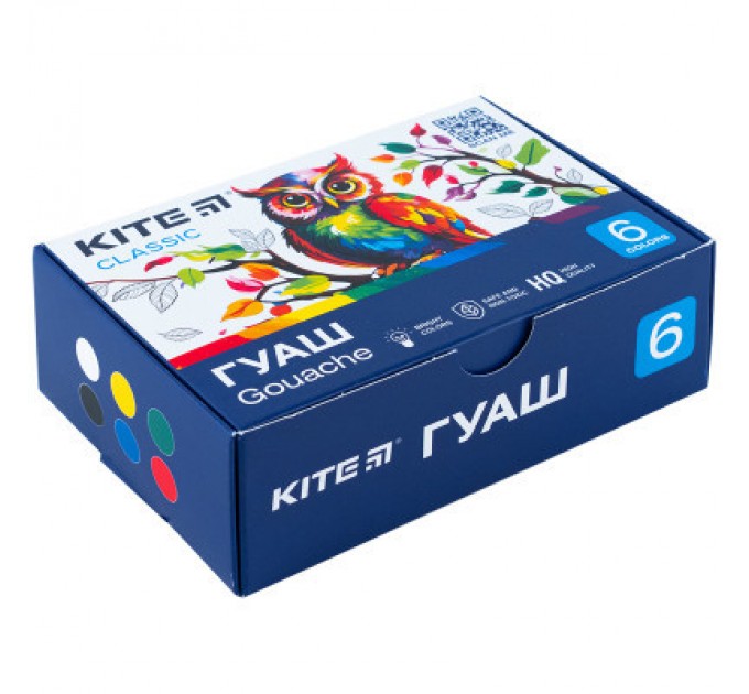 Kite Гуашеві фарби Kite Classic 6 кольорів х 20 мл (K-062)