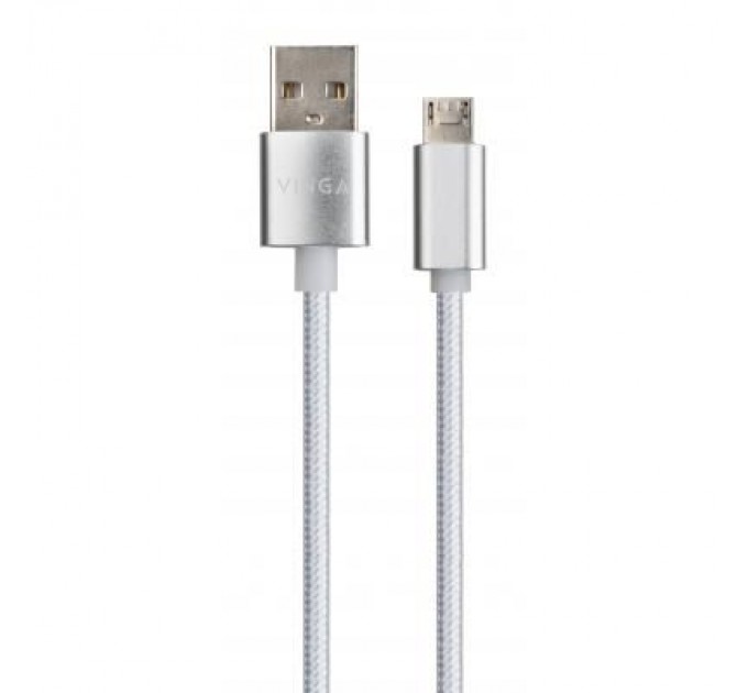 Vinga Дата кабель USB 2.0 AM to Micro 5P 1m LED silver Vinga (VCPDCMLED1S)