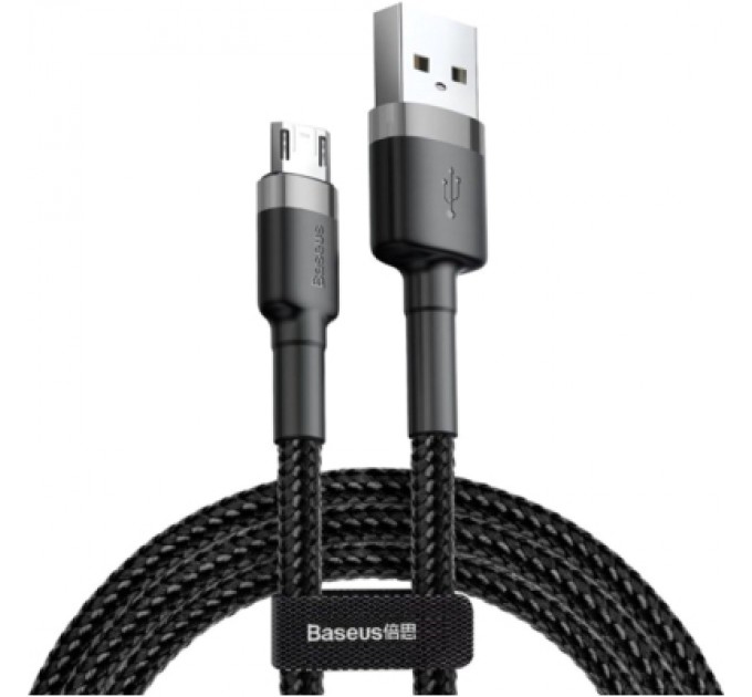 Baseus Дата кабель USB 2.0 AM to Micro 5P 3.0m 2A Gray-Black Baseus (CAMKLF-HG1)