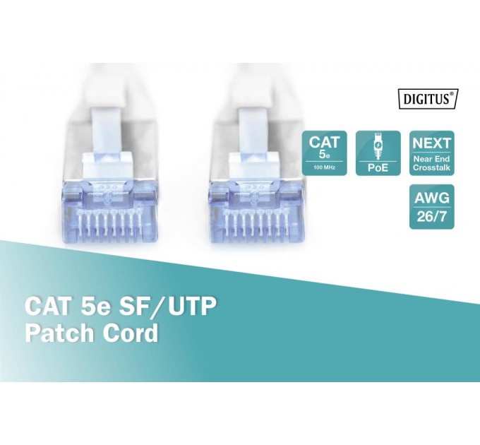 Assmann Патч-корд CAT 5e SF-UTP, Cu, PVC AWG 26/7, довжина 1 м, колір сірий DK-1531-010 DIGITUS by ASSMANN