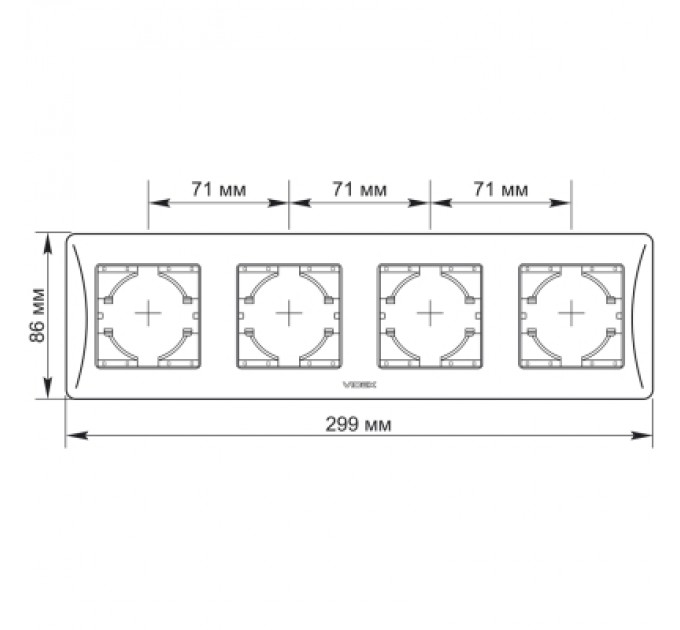 Videx Рамка Videx BINERA срібний шовк 4 поста (VF-BNFR4H-SS)
