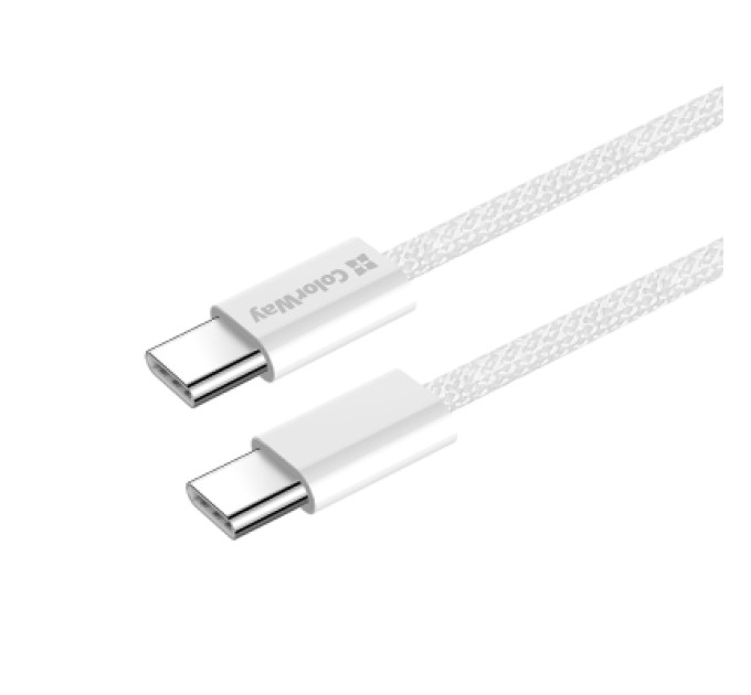 ColorWay Дата кабель USB-C to USB-C 2.0m (braided cotton) (PD Fast Charging 60W) 3.0А grey ColorWay (CW-CBPDCC068-GR)