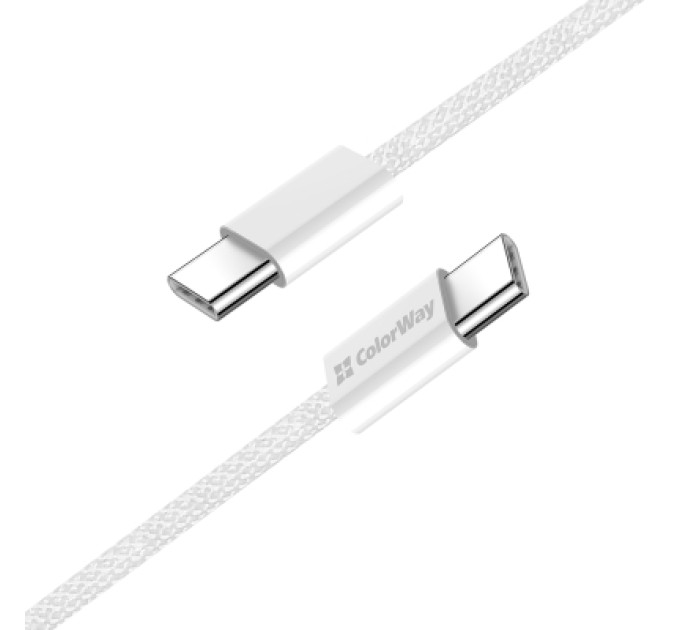 ColorWay Дата кабель USB-C to USB-C 2.0m (braided cotton) (PD Fast Charging 60W) 3.0А grey ColorWay (CW-CBPDCC068-GR)