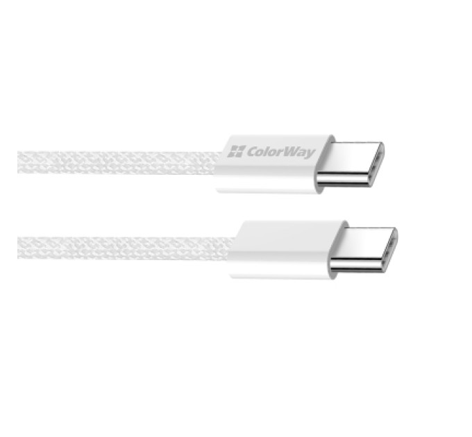 ColorWay Дата кабель USB-C to USB-C 2.0m (braided cotton) (PD Fast Charging 60W) 3.0А grey ColorWay (CW-CBPDCC068-GR)