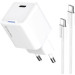 ColorWay Зарядний пристрій ColorWay GaN Mini 25W PD Port PPS USB-C white cable Type-C (CW-CHS052PDC-WT)