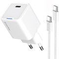 ColorWay Зарядний пристрій ColorWay GaN Mini 30W PD Port PPS USB (Type-C PD + USB QC4.0) cable Type-C (CW-CHS053PDC-WT)
