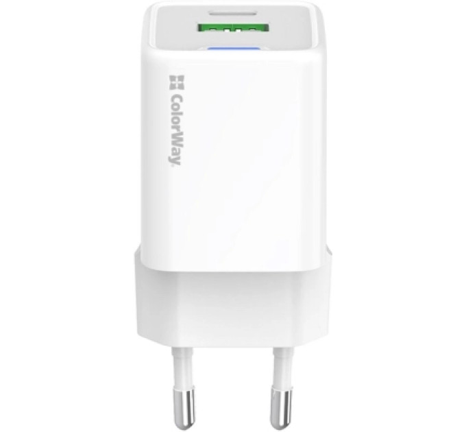 ColorWay Зарядний пристрій ColorWay GaN Mini 30W PD Port PPS USB (Type-C PD + USB QC4.0) white (CW-CHS053PD-WT)