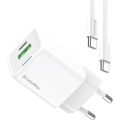 ColorWay Зарядний пристрій ColorWay GaN Mini 35W PD Port PPS USB (Type-C PD + USB QC4.0) cable Type-C (CW-CHS055PDC-WT)