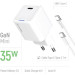 ColorWay Зарядний пристрій ColorWay GaN Mini 35W PD Port PPS USB-C white cable Type-C (CW-CHS056PDC-WT)