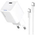 ColorWay Зарядний пристрій ColorWay GaN Mini 35W PD Port PPS USB-C white cable Type-C (CW-CHS056PDC-WT)