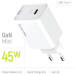 ColorWay Зарядний пристрій ColorWay GaN Mini 45W PD Port PPS USB-C white (CW-CHS057PD-WT)