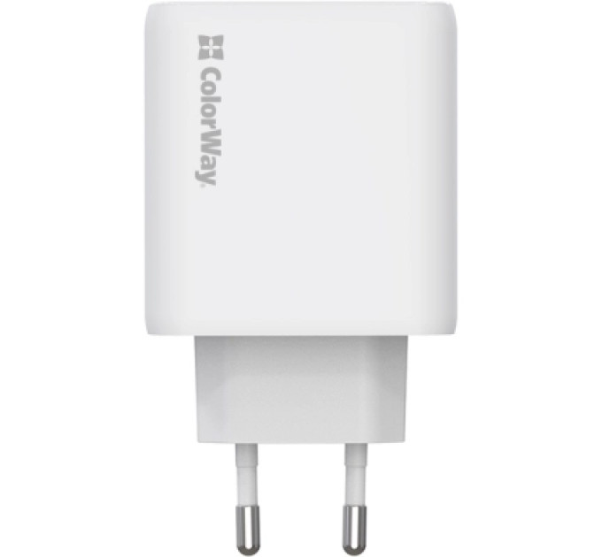 ColorWay Зарядний пристрій ColorWay GaN Mini 50W PD Port PPS USB (Type-C PD 30W + Type-C PD 20W) white (CW-CHS050PD-WT)