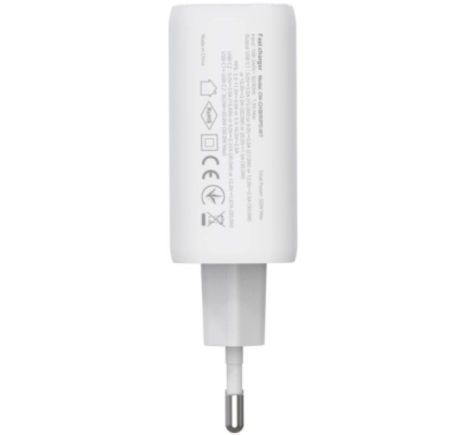 ColorWay Зарядний пристрій ColorWay GaN Mini 50W PD Port PPS USB (Type-C PD 30W + Type-C PD 20W) white (CW-CHS050PD-WT)