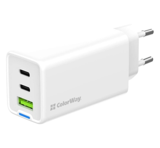 ColorWay Зарядний пристрій ColorWay GaN Mini 65W PD Port PPS USB (USB-2C1A) white (CW-CHS058PD-WT)
