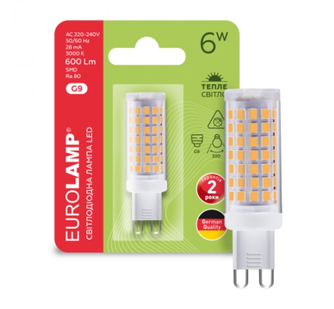 Eurolamp Лампочка Eurolamp LED G9 6W 600Lm 3000K (LED-G9-0630(220))