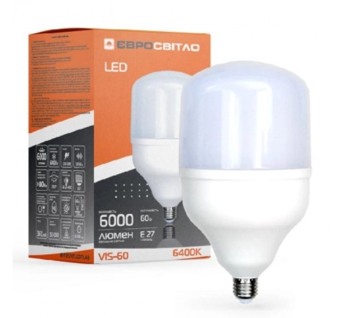 Євросвітло Лампочка Євросвітло 60Вт 6400К (VIS-60-E27)
