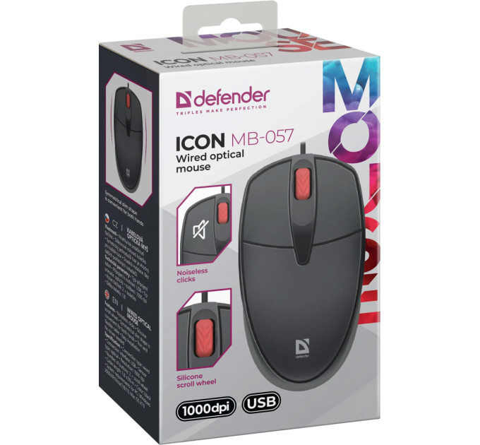 Defender Мишка Defender Icon MB-057 USB Black (52057)