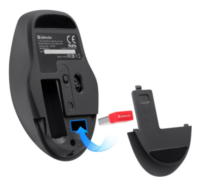 Defender Мишка Defender Feam MM-296 Wireless Black (52296)