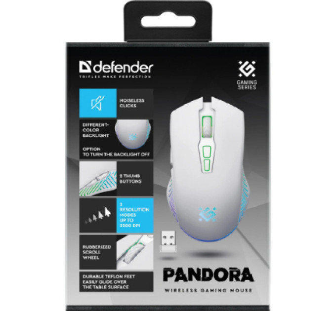 Defender Мишка Defender Pandora GM-502 LED Wireless White (52502)