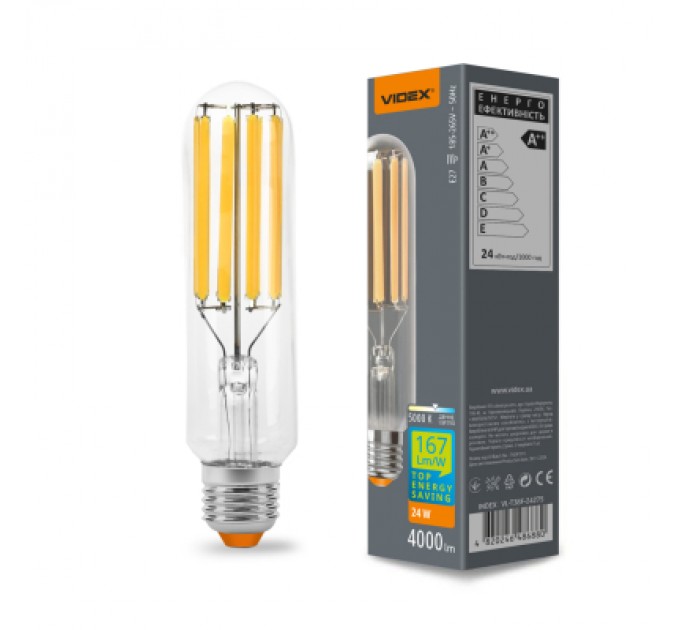 Videx Лампочка Videx LED Filament T38F 24W E27 5000K (VL-T38F-24275)