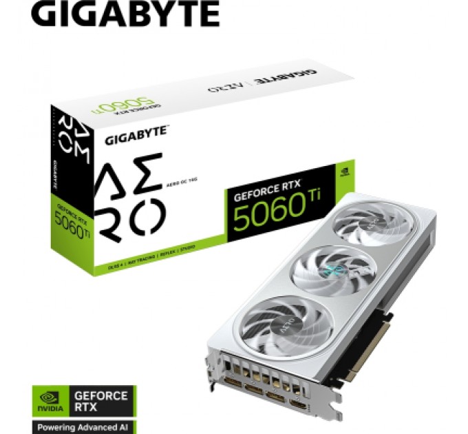 GIGABYTE Відеокарта GIGABYTE GeForce RTX5060Ti 16Gb AERO OC (GV-N506TAERO OC-16GD)