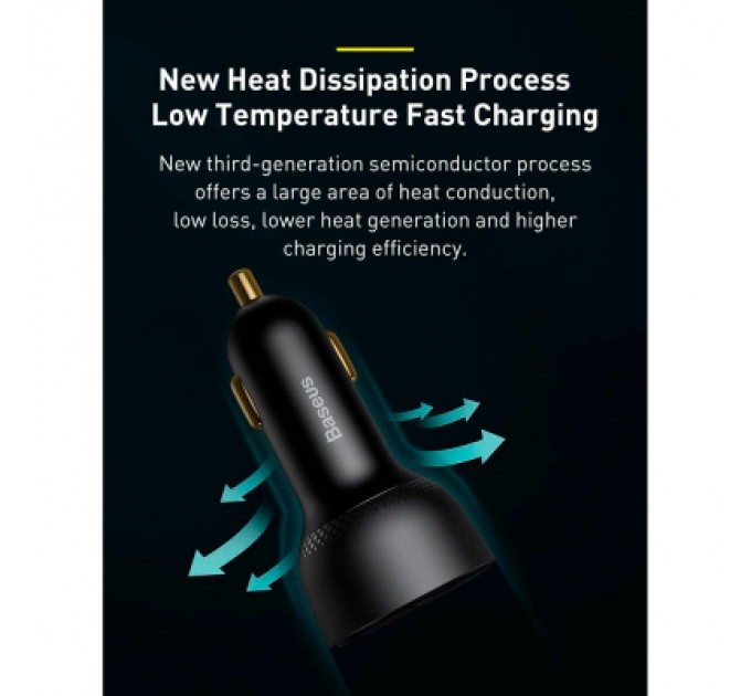 Baseus Зарядний пристрій Baseus Superme Digital Display PPS Dual Quick Charger Car Charger black (TZCCZX-01)