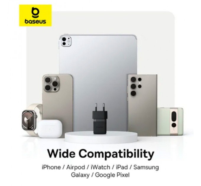 Baseus Зарядний пристрій Baseus Palm Fast Charger 1C 20W + Cable 1.0m Type-C 60W black (P10111602113-01)