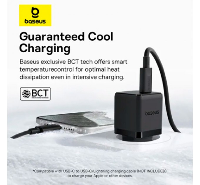 Baseus Зарядний пристрій Baseus Palm Fast Charger 1C 20W + Cable 1.0m Type-C 60W black (P10111602113-01)