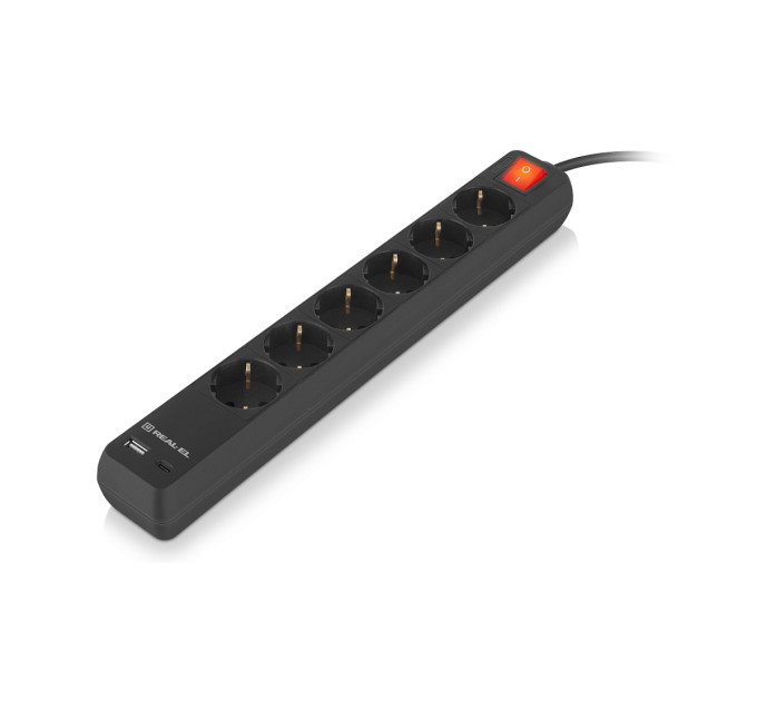 REAL-EL Фільтр живлення REAL-EL RS-Protect 605 3м Black (EL122300041)
