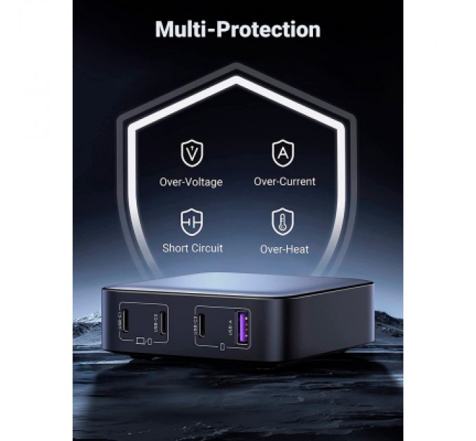 Ugreen Зарядний пристрій Ugreen 4xUSB 100W (3xType-C+USB A QC3) GAN Charger Nexode Series Black CD328 (90928)
