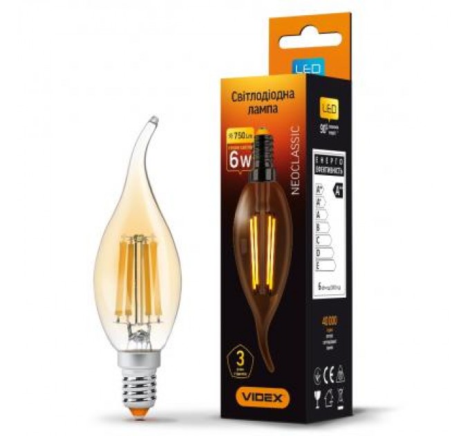 Videx Лампочка Videx Filament C37FtA 6W E14 2200K 220V (VL-C37FtA-06142)