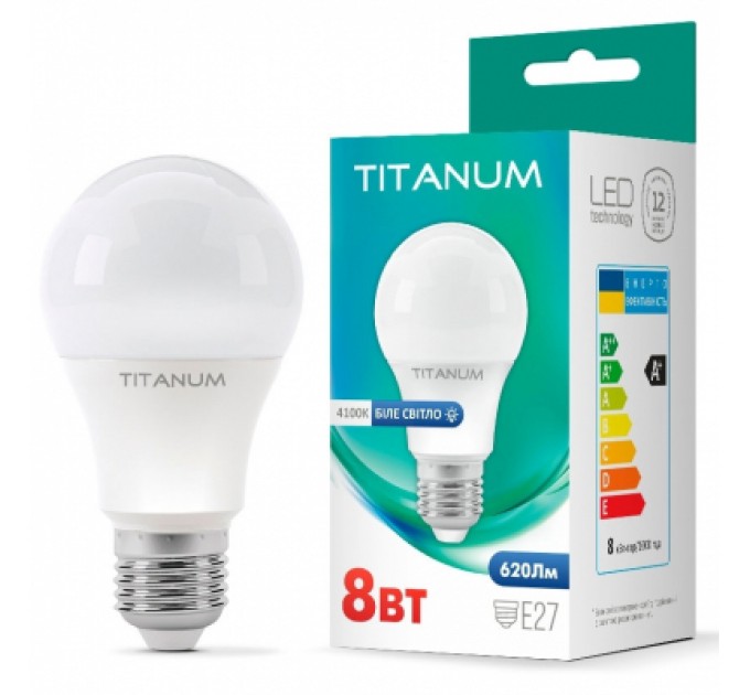TITANUM Лампочка TITANUM A60 8W E27 4100K (TLA6008274)