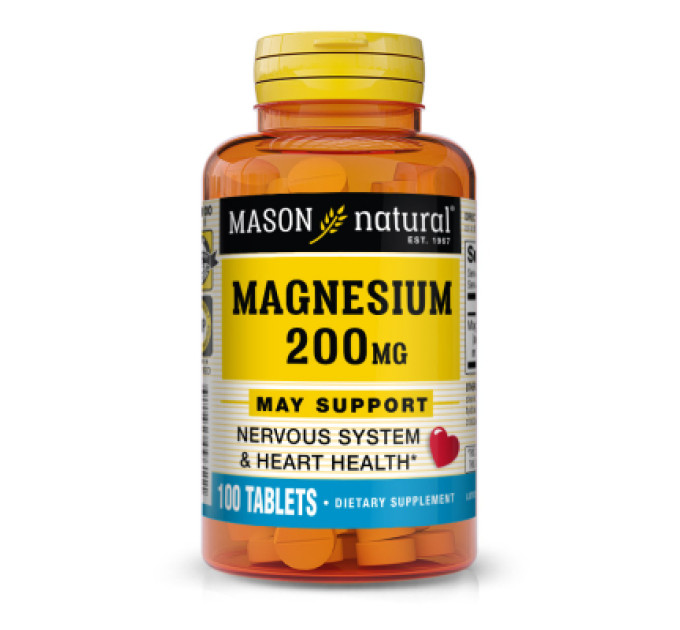 Mason Natural Мінерали Mason Natural Магній, 200 мг, Magnesium, 100 таблеток (MAV09611)