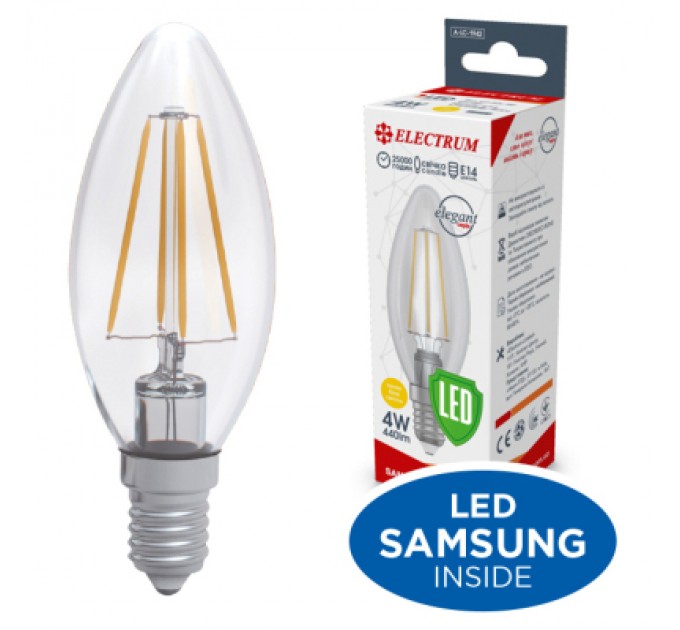 Electrum Лампочка Electrum С37 4W GL LC- 33/4F Е14 3000K Rf Elegant (A-LC-1942)