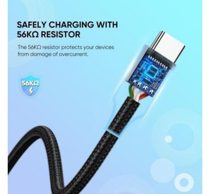 Ugreen Дата кабель USB 2.0 AM to Type-C 1.0m US288 Aluminum Braid Black Ugreen (60126)