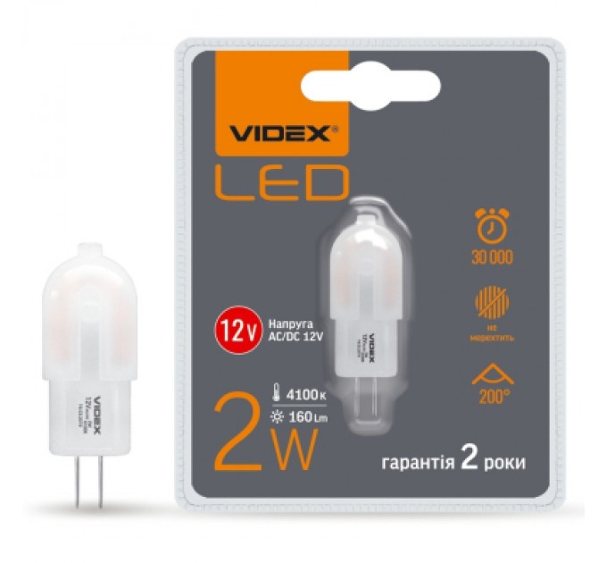 Videx Лампочка Videx G4C 12V 2W G4 4100K (VL-G4C-02124)