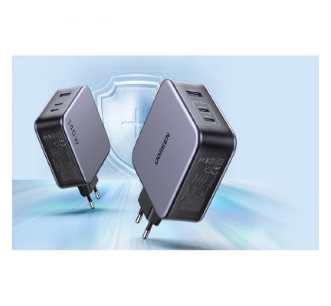 Ugreen Зарядний пристрій Ugreen 3xUSB 140W (2хUSB-C+USB-A) Gan CD289 with C to C Cable 1.5m (90549)