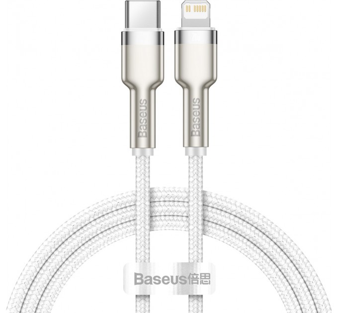 Baseus Кабель Baseus Cafule Metal USB-C-Lightning, 1м White (6953156202078)