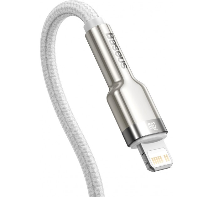 Baseus Кабель Baseus Cafule Metal USB-C-Lightning, 1м White (6953156202078)