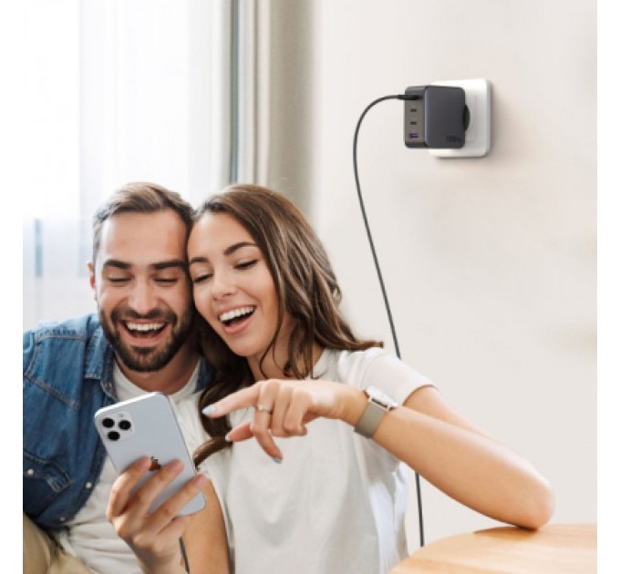 Ugreen Зарядний пристрій Ugreen 4xUSB 100W (3xUSB-C+USB-A) Gan Tech Fast GAN Charger black CD226 (40747)