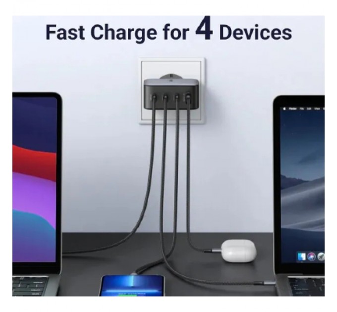 Ugreen Зарядний пристрій Ugreen 4xUSB 100W (3xUSB-C+USB-A) Gan Tech Fast GAN Charger black CD226 (40747)