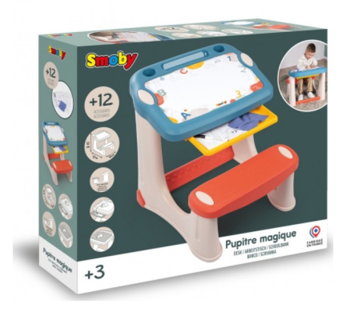 Smoby Набір для творчості Smoby Парта-дошка "Магічна" з аксес., 56х57х52 см (420224)