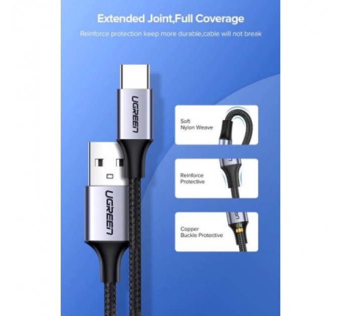 Ugreen Дата кабель USB 2.0 AM to Type-C 1.5m US288 Aluminum Braid (Black) Ugreen (60127)