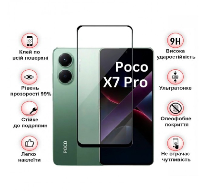 BeCover Скло захисне BeCover Poco X7 Pro Black (713415)
