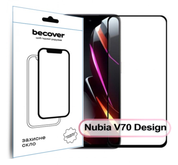 BeCover Скло захисне BeCover Nubia V70 Design Black (713455)