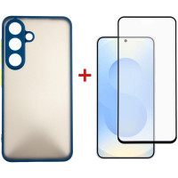 Чохол до мобільного телефона Dengos Kit Samsung Galaxy S25 Plus Matte + glass (Blue) (DG-KM-143)