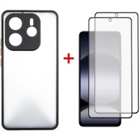 Чохол до мобільного телефона Dengos Kit Xiaomi Redmi Note 14 5G Matte + 2 pcs glass (Black) (DG-CTG2P-01)