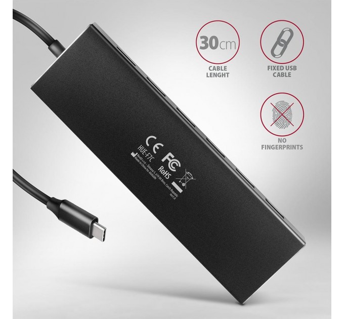 AXAGON Концентратор USB-C 7PORT FLAT 0.3M HUE-F7C AXAGON