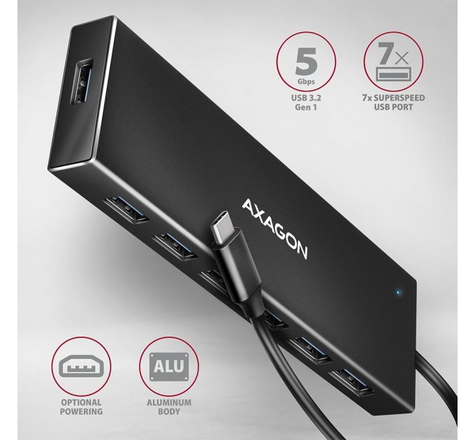 AXAGON Концентратор USB-C 7PORT FLAT 0.3M HUE-F7C AXAGON